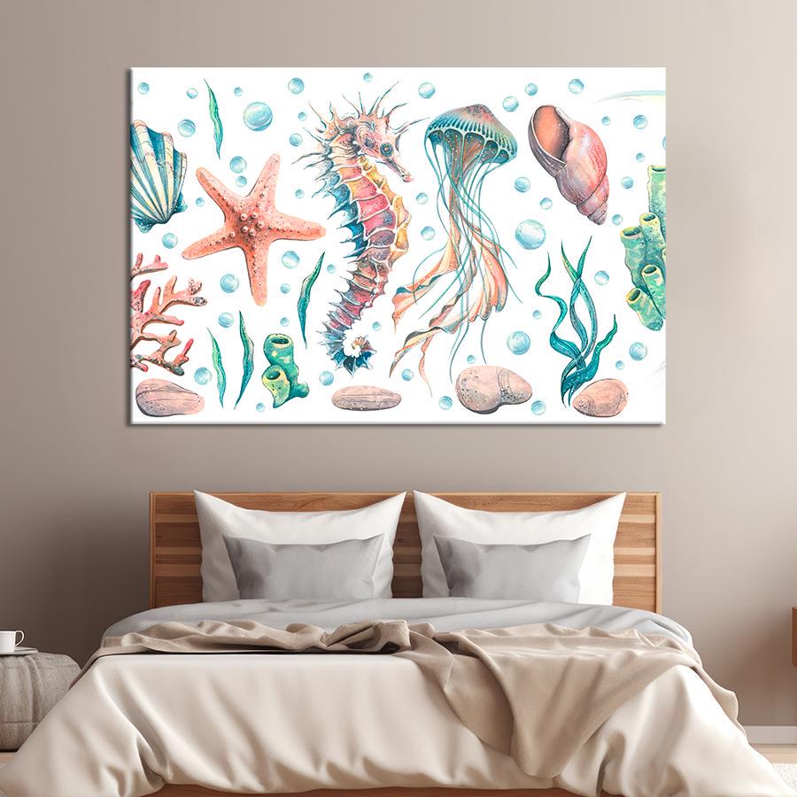 Картина на холсте Морские животные 80x54 см (V299-1_L)