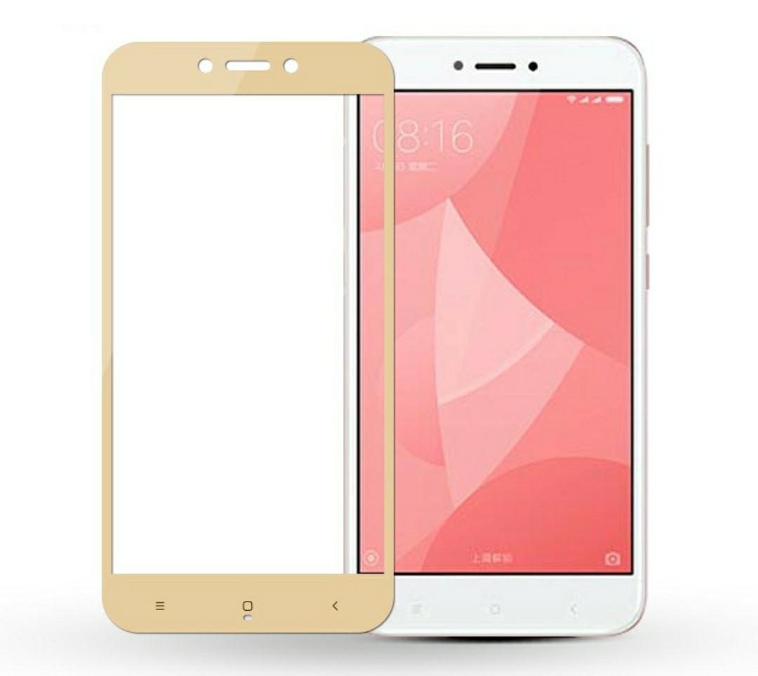 Загартоване захисне скло на Xiaomi Redmi Go з золотою рамкою