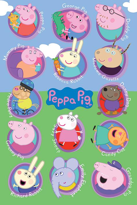 Постер плакат Свинка Пеппа/Peppa Pig Multi Characters 61x91,5 см