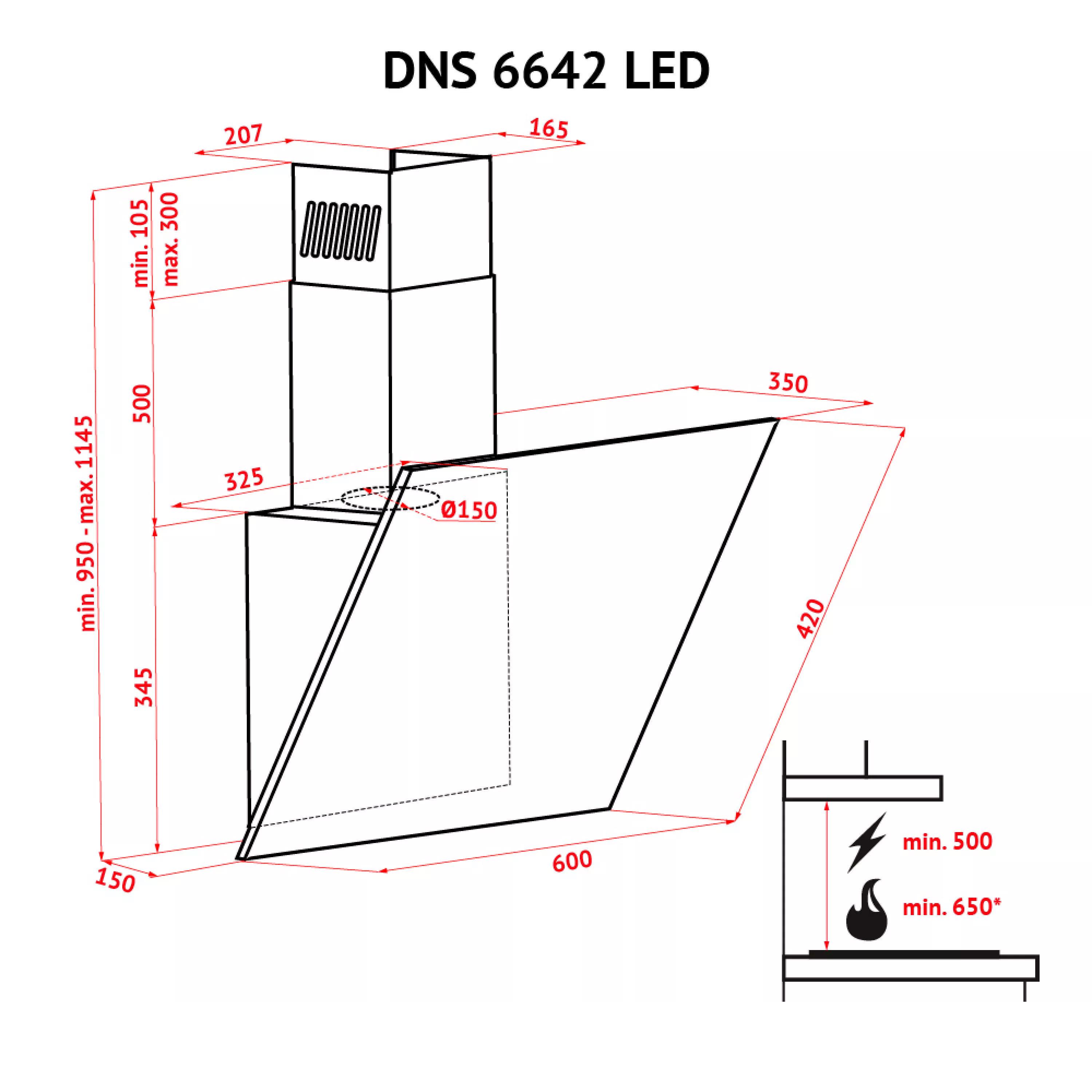 Витяжка Perfelli DNS 6642 BL LED - фото 14 Витяжка Perfelli DNS 6642 BL LED - фото 14