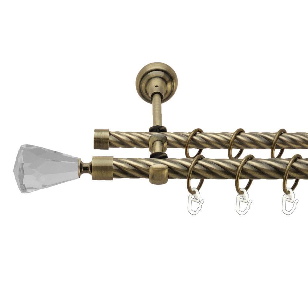 Карниз металлический Orvit Лучетта двухрядный открытый/скрученная труба/кольцо металлическое Антик 19/16 мм 200 см (00-00022036)