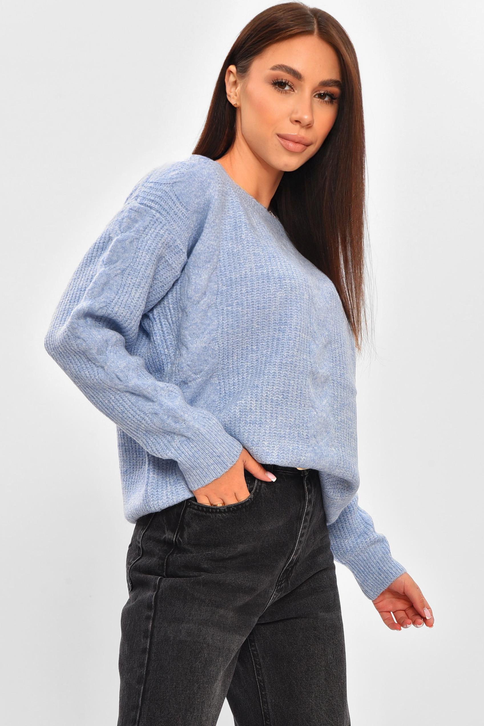 Светр жіночий 206615 однотонний M-XL Блакитний (206615_!335429_44-48) - фото 2