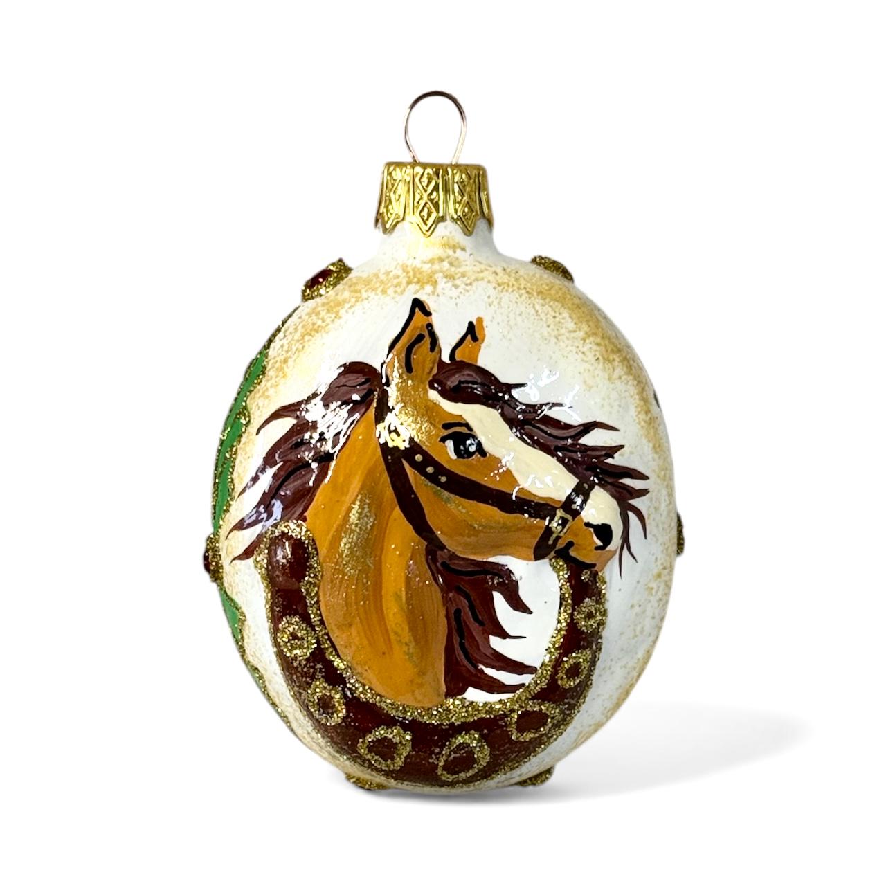 Іграшка на ялинку Медальйон Кінь скляна 8х6,5х4 см (F-Horse) Іграшка на ялинку Медальйон Кінь скляна 8х6,5х4 см (F-Horse)