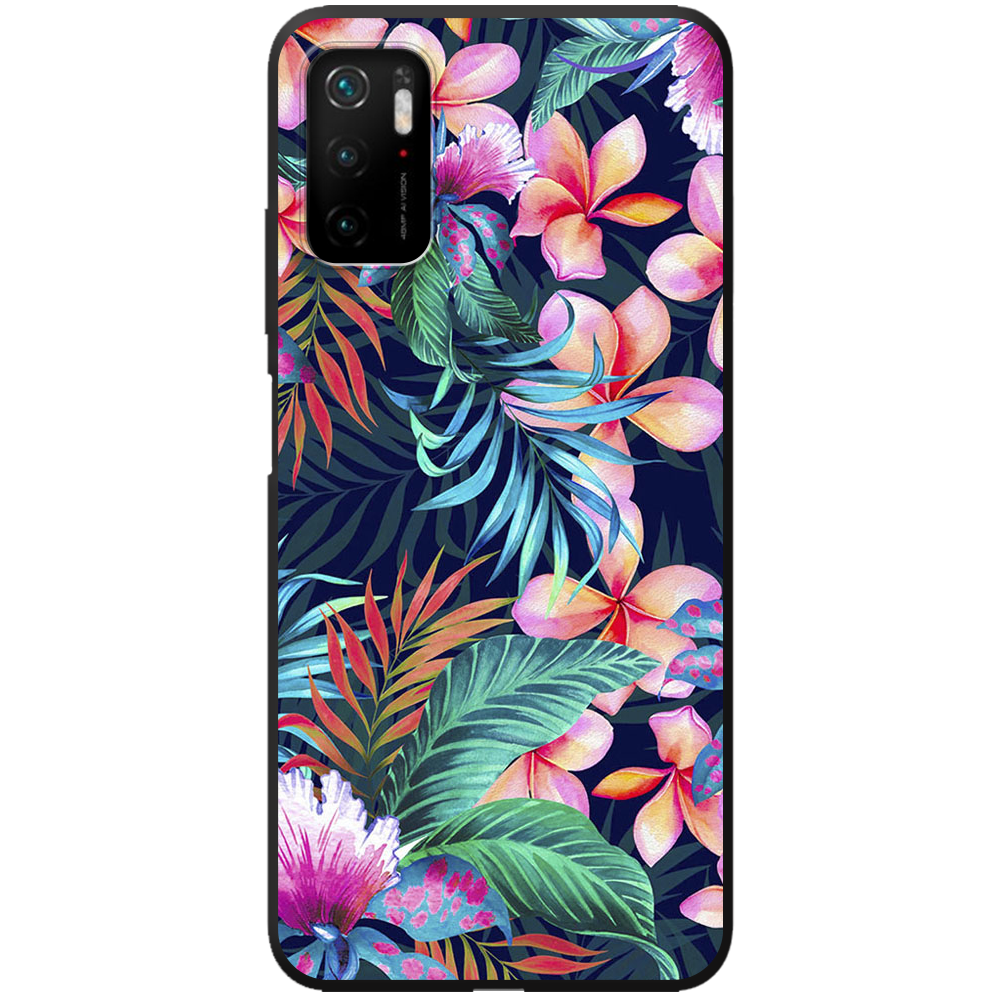 Чехол Boxface Xiaomi Redmi Note 10 5G flowers in the tropics Черный силикон (42639-up1971-44179)