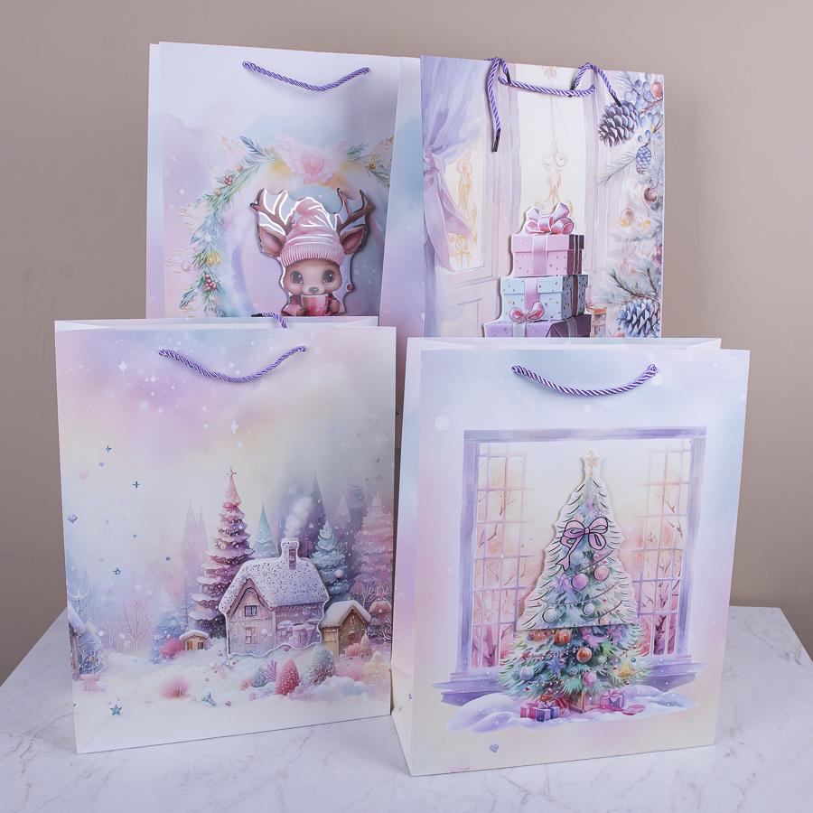 Подарочный пакет Новогодний для девочки L 40x31x12 см (1351-54)