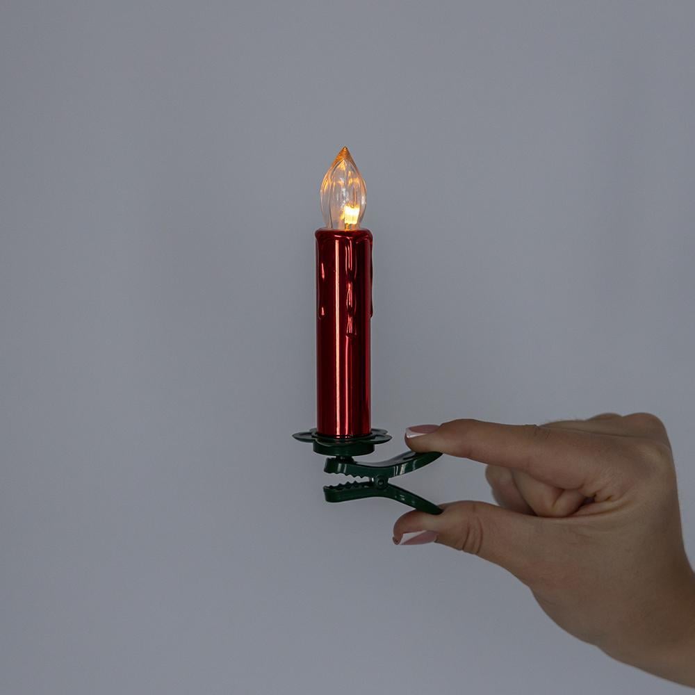 Набор свечей LED с клипсами на елку 10 см 10 шт. Красный - фото 2