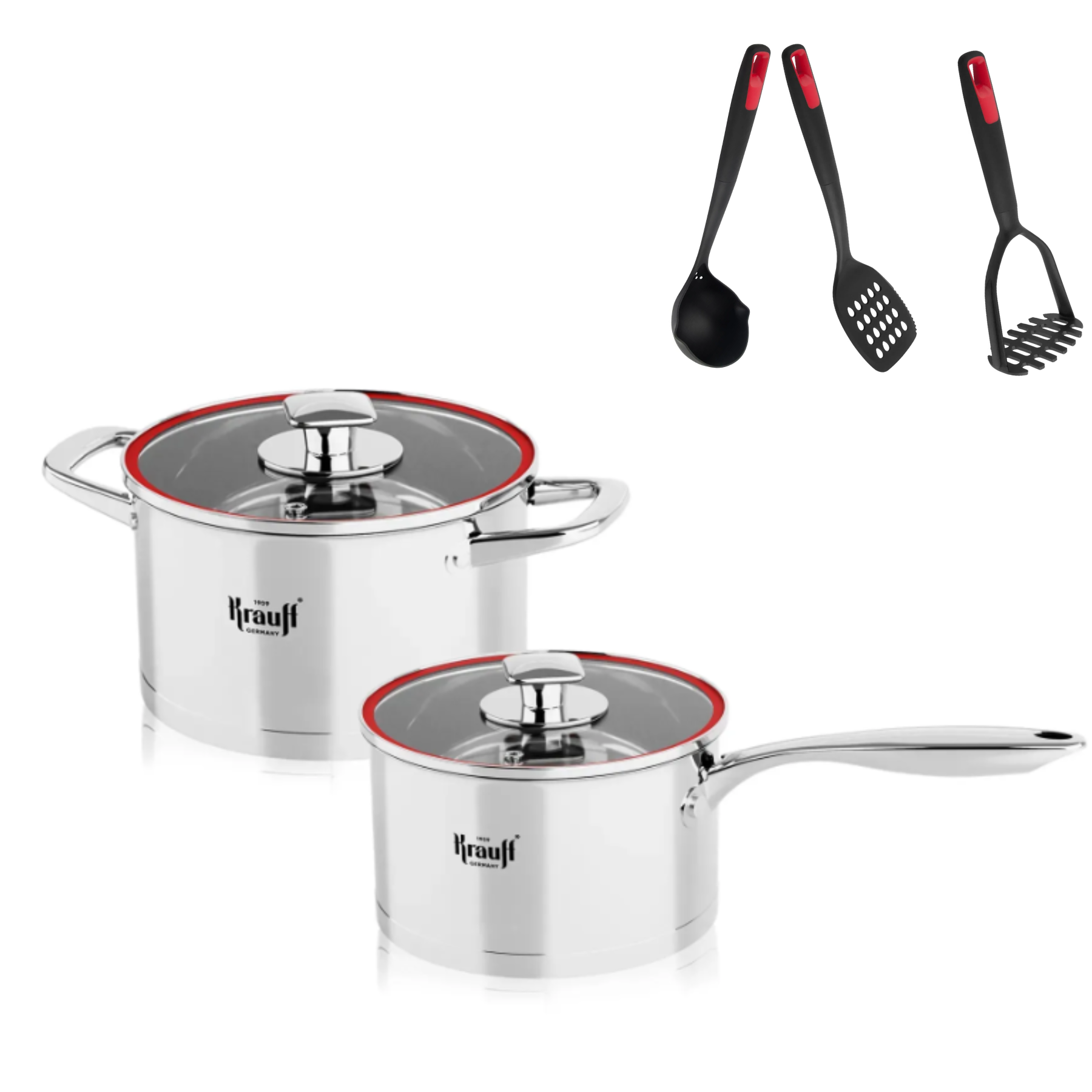Кастрюля и ковш с крышками Krauff Prime Chef с половником и картофелечисткой 2 л (28528)