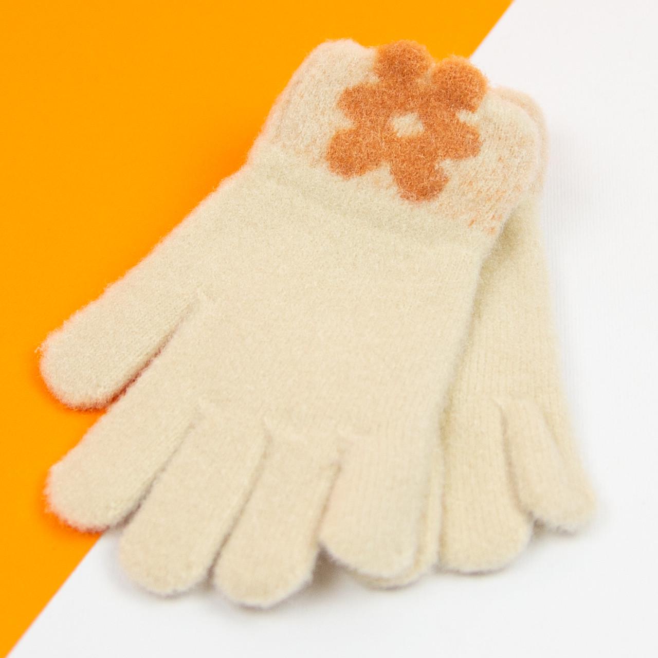 Рукавички для дівчаток на 3 - 4 - 5 років Бежевий (21-25-31)