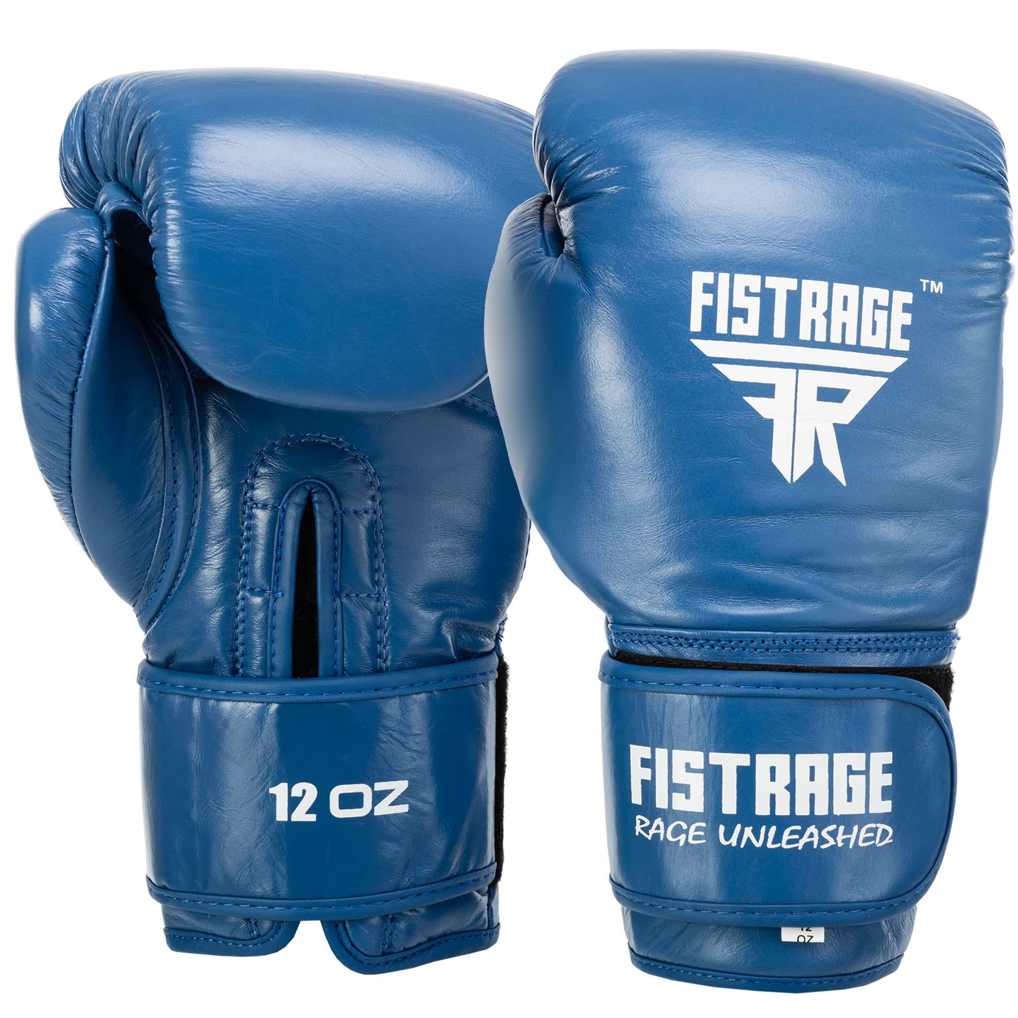 Боксерские перчатки кожаные FISTRAGE VL-5561 14 унций Синий (VL-5561_Синий_14_унции)