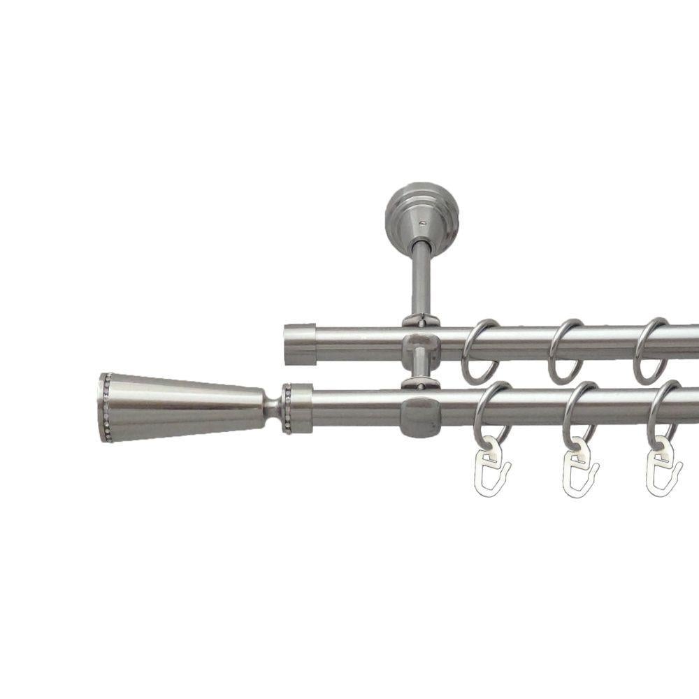 Карниз для штор Orvit Меркурия двухрядный гладкий 160 см Нержавеющая сталь (00-00016249)