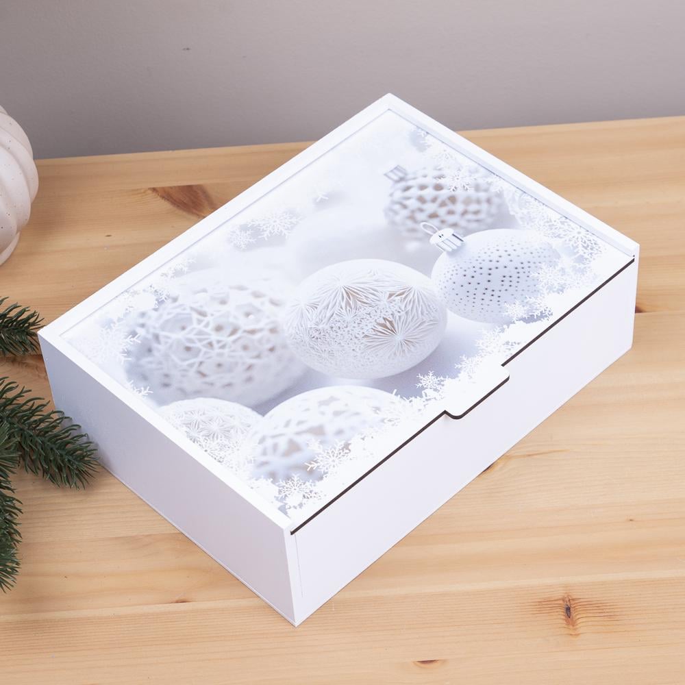 Коробка прямоугольная деревянная Шары 25 см (957-16)