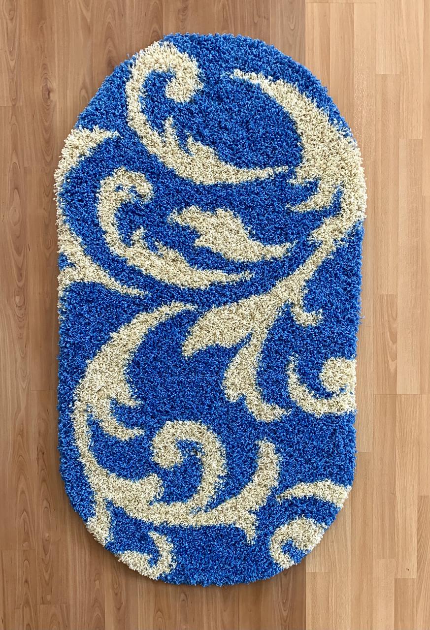 Ковер овальный Loca Shaggy Узор 80х150 см Сине-золотистый