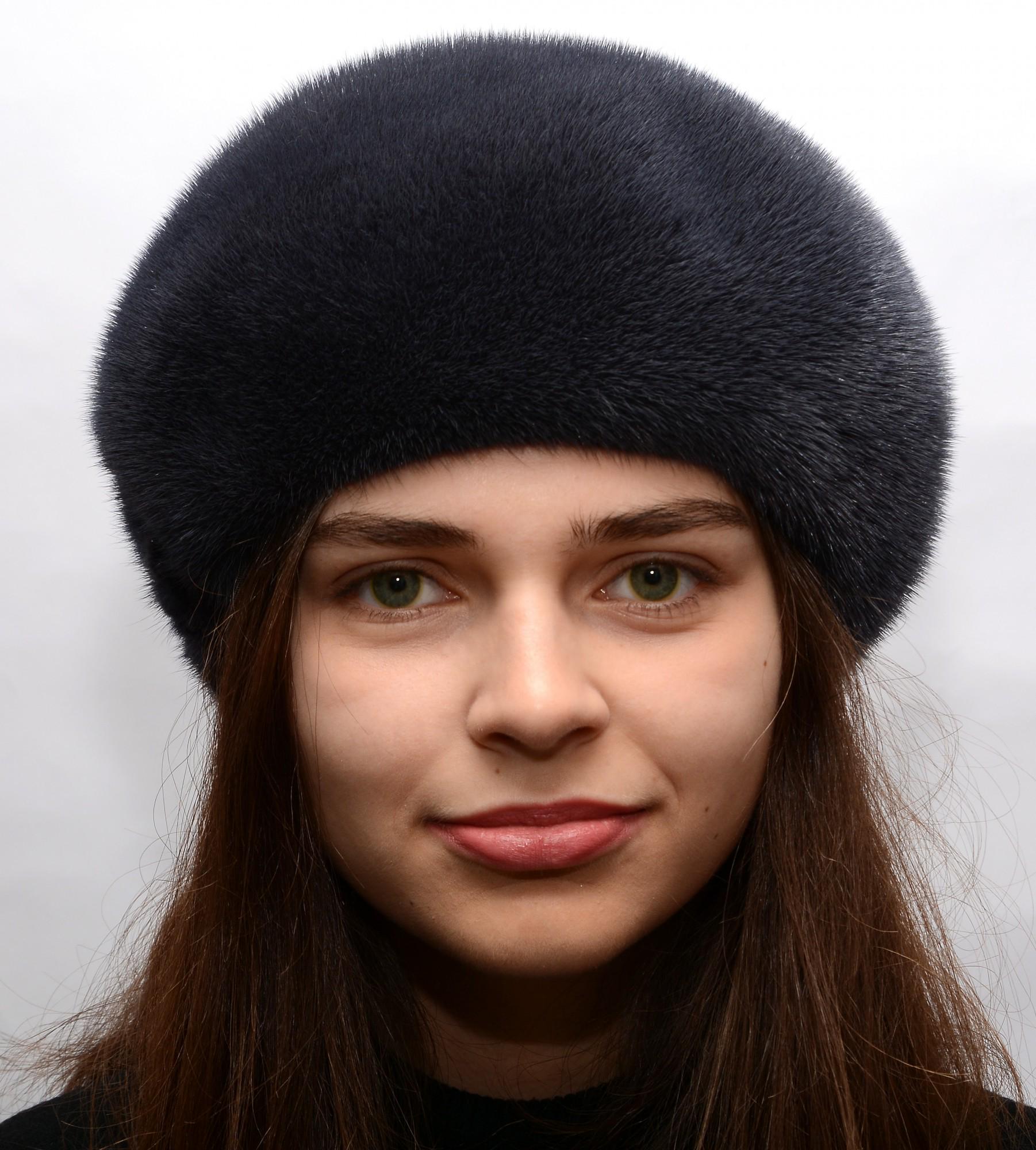 Женский зимний берет Меховой стиль Классический из натурального меха норки XL-XXL Баклажан (024/G)