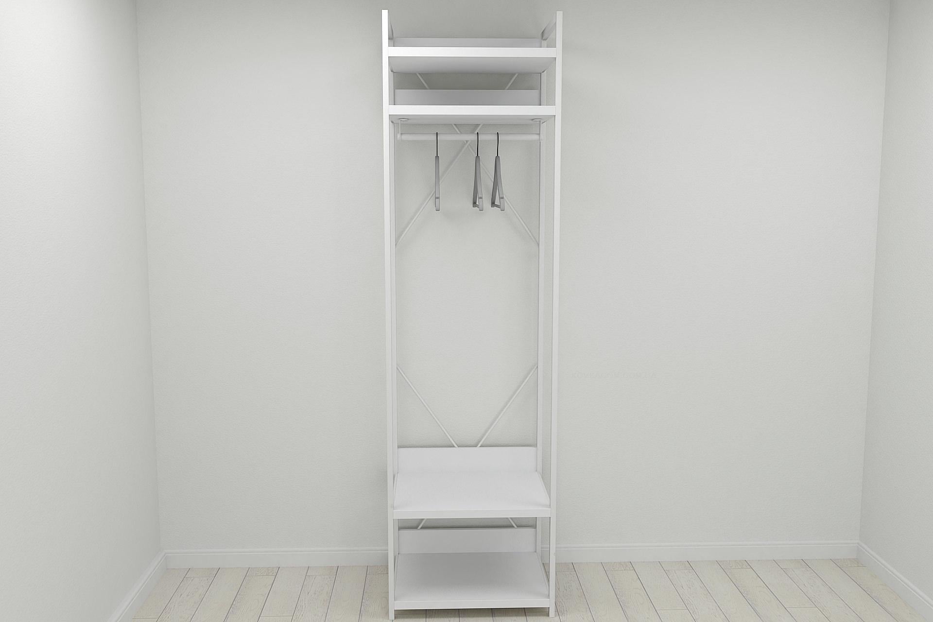 Шафа гардероб уні секція 2 серії Конект Ferrum-decor 220x60x50 см метал Білий/ДСП Білий (SHG078)