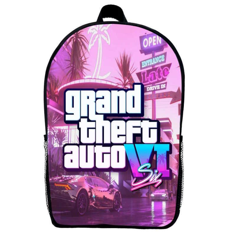 Школьный рюкзак с принтом GTA-07 39х27х14 см 14 л Черный (2364861566)