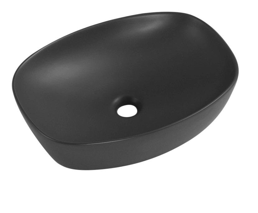 Раковина накладная прямоугольная Qtap Robin с донным клапаном Anthracite (QT04116302AN)