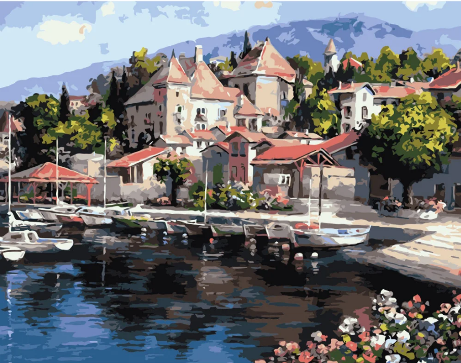 Картина по номерам Strateg Морской городок 40x50 см (VA-0485)