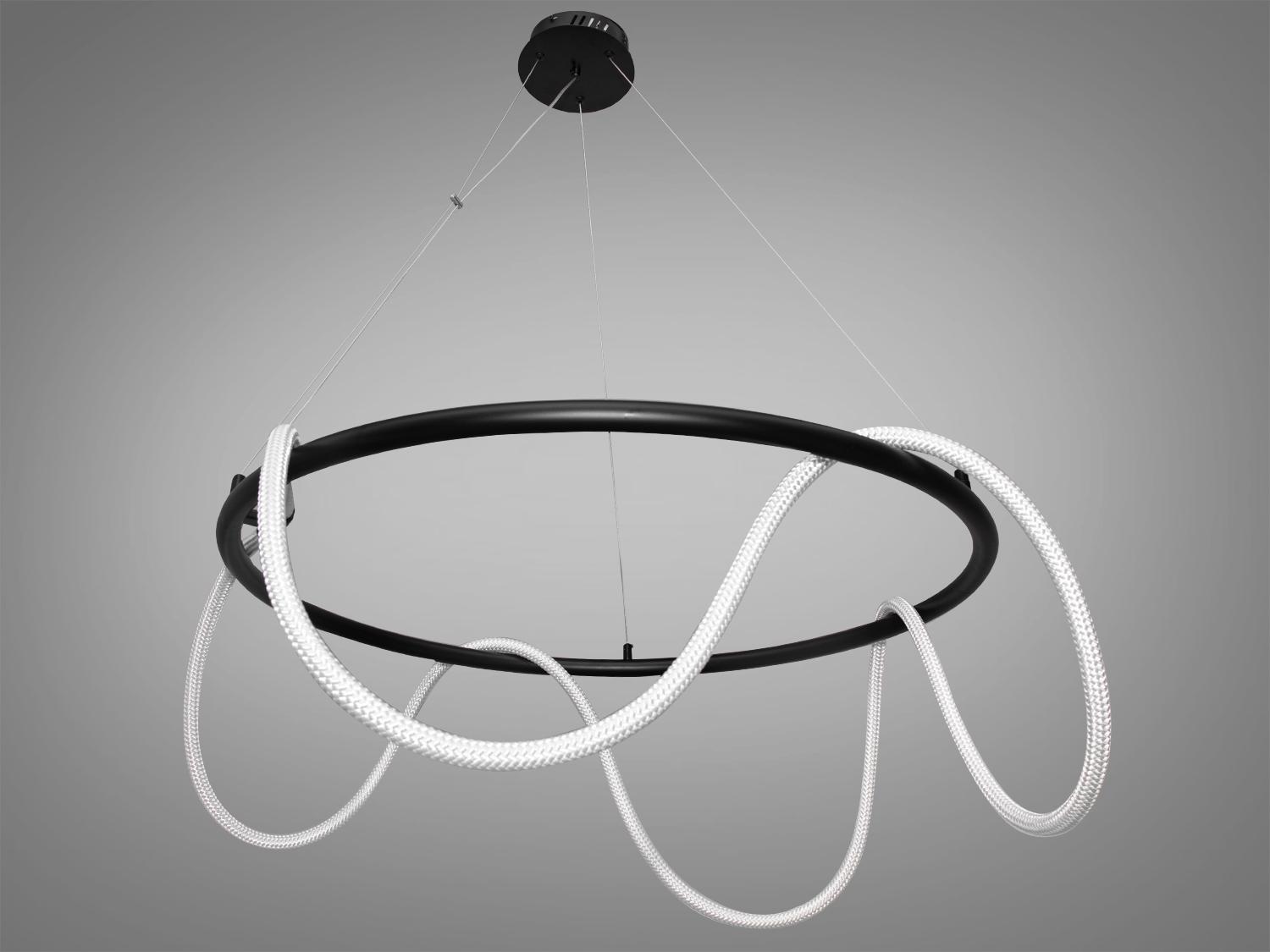 Люстра Led подвесная круглая Шланг 48 W Черный (9752-D800BK)