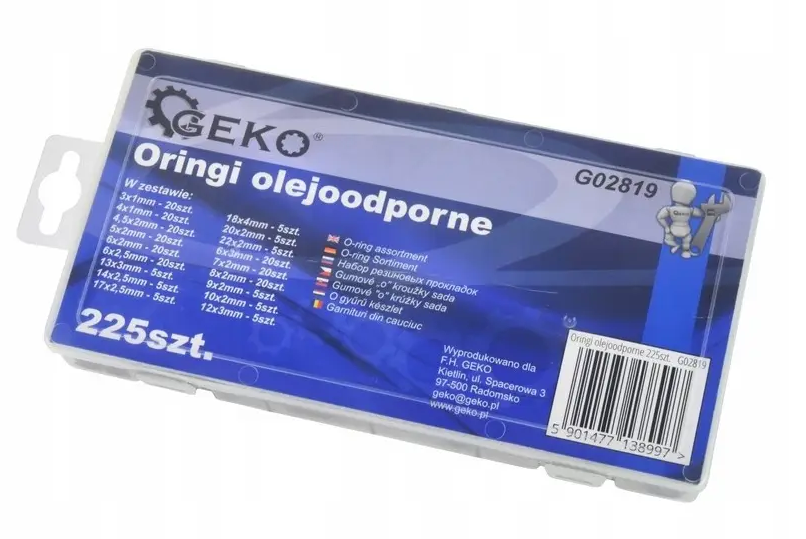 Набор уплотнительных колец Geko G02819 225 шт. (7851569229) - фото 2 Набор уплотнительных колец Geko G02819 225 шт. (7851569229) - фото 2