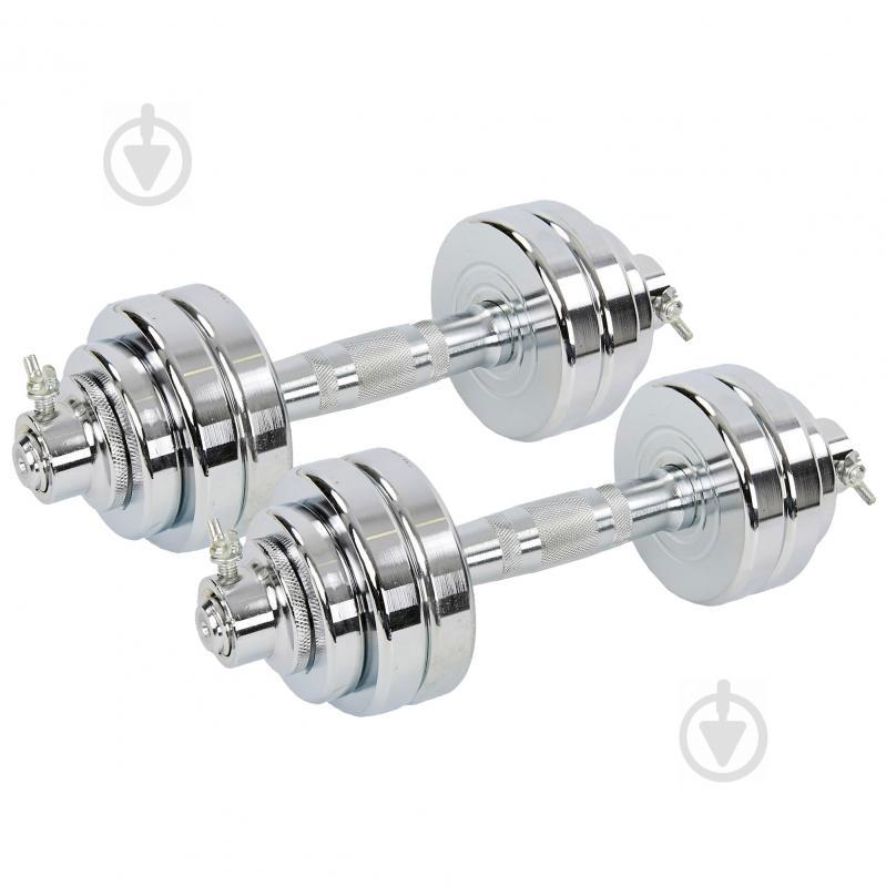 Гантели разборные (2шт) хром. фикс. диск с резьбой 15кг TA-8056-15 Silver (KL00081)