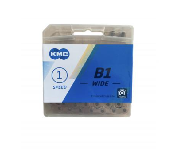 Цепь на велосипед KMC B1 Wide односкоростная 1/2"x3/32" 112 звеньев с замком Silver (BB1NNP112) Цепь на велосипед KMC B1 Wide односкоростная 1/2"x3/32" 112 звеньев с замком Silver (BB1NNP112)