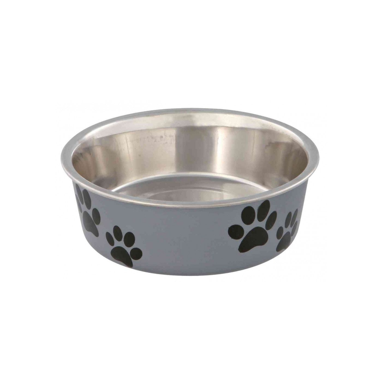 Миска Trixie для собак на гумовій основі металева з пластиковим покриттям 300 мл 12 см Сірий (4011905252414)