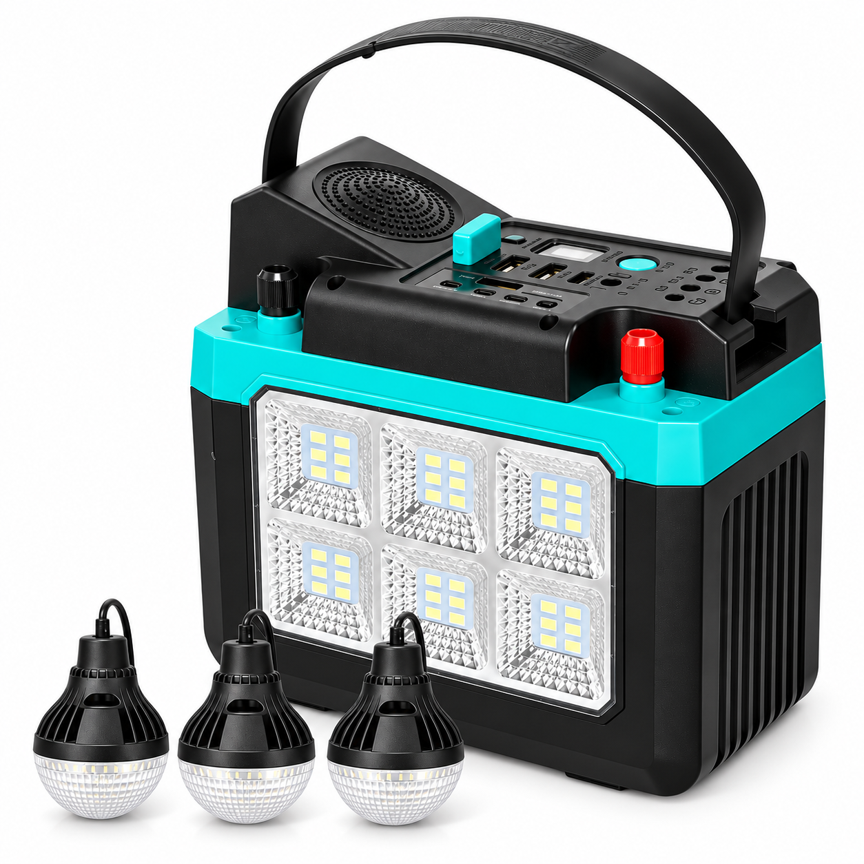 Фонарь аккумуляторный GDlite с Bluetooth колонкой/FM радио/Bluetooth/3 лампами LED (М18008)