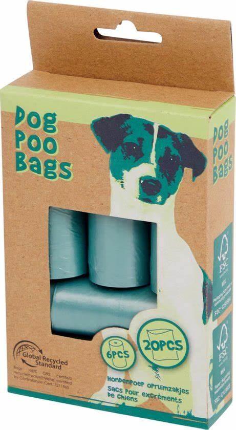 Пакеты биоразлагаемые Dog Poop Bags для уборки за животными 6 рулонов по 20 пакетов