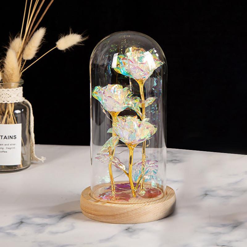 Розы-ночник в колбе Lesko KY-46456 с LED-подсветкой