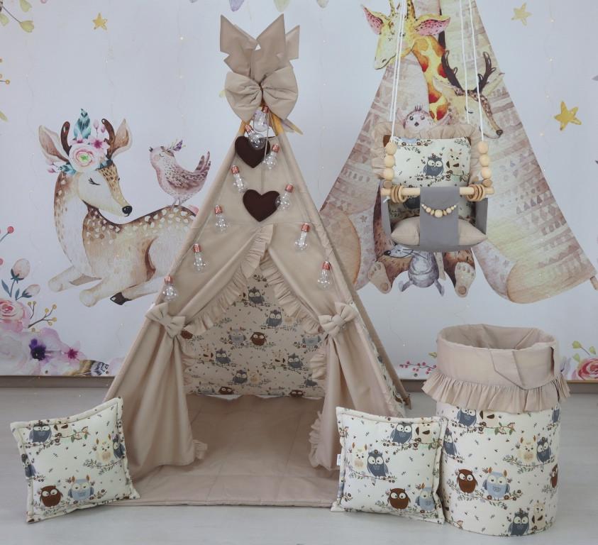 Вігвам дитячий Совуня з матарсом і подушками з кошиком для білизни - фото 3 Вігвам дитячий Совуня з матарсом і подушками з кошиком для білизни - фото 3