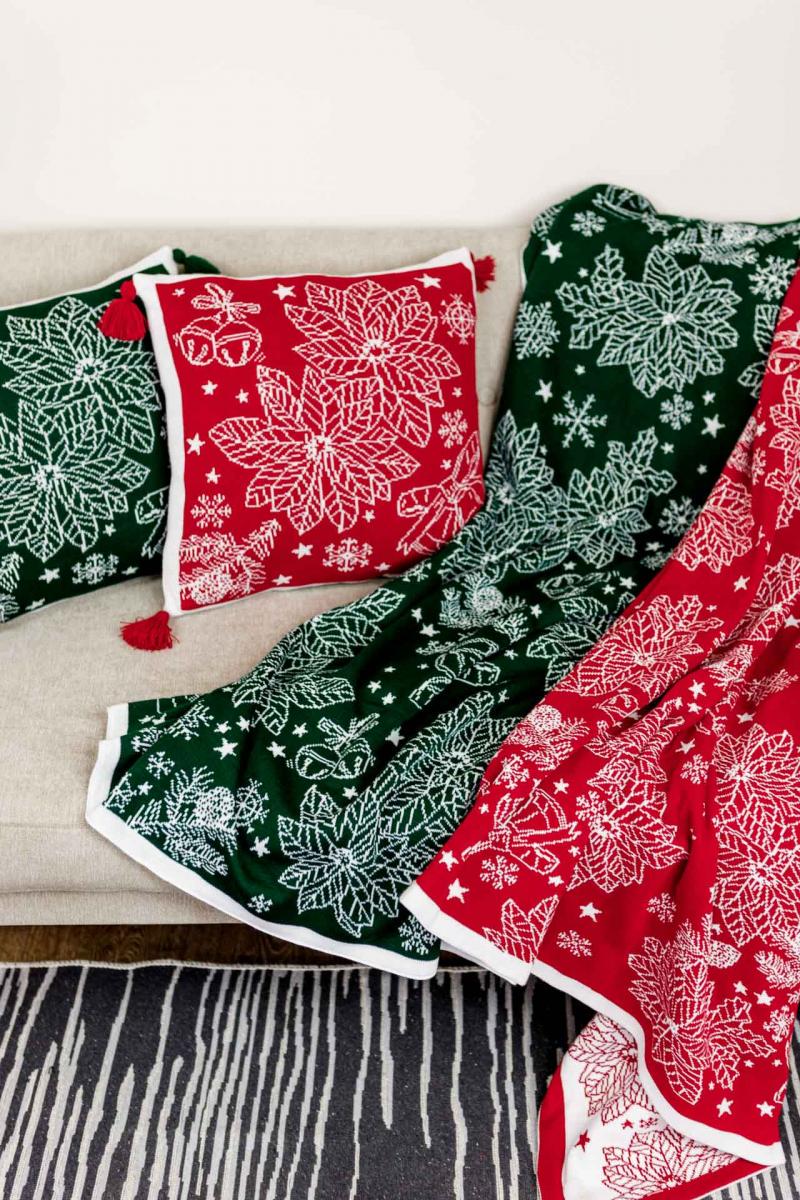 Наволочка в'язана Різдвяник червоний 45х45 см (030169) - фото 5 Наволочка в'язана Різдвяник червоний 45х45 см (030169) - фото 5