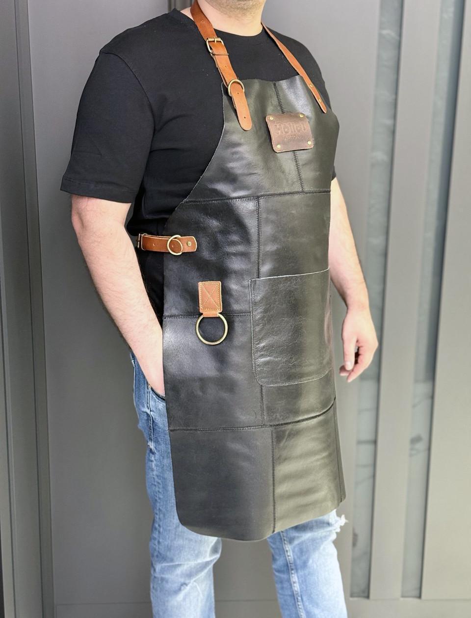 Фартух з натуральної шкіри HollaApron Black (300001) - фото 5