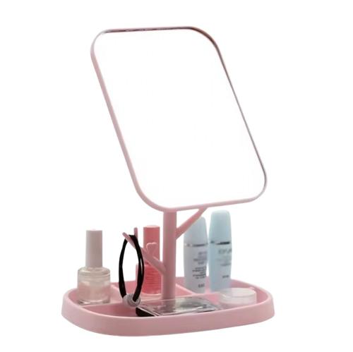 Косметичне дзеркало настільне з підставкою для прикрас Pink (128399) Косметичне дзеркало настільне з підставкою для прикрас Pink (128399)