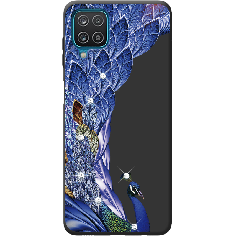 Чехол BoxFace Samsung M325F Galaxy M32 Павлин со стразами Черный силикон (42962-rs7-42994)