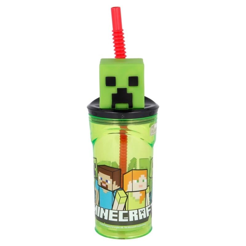 Склянка для дітей Stor Minecraft 40466 з трубочкою пластикова 360 мл (31480931)