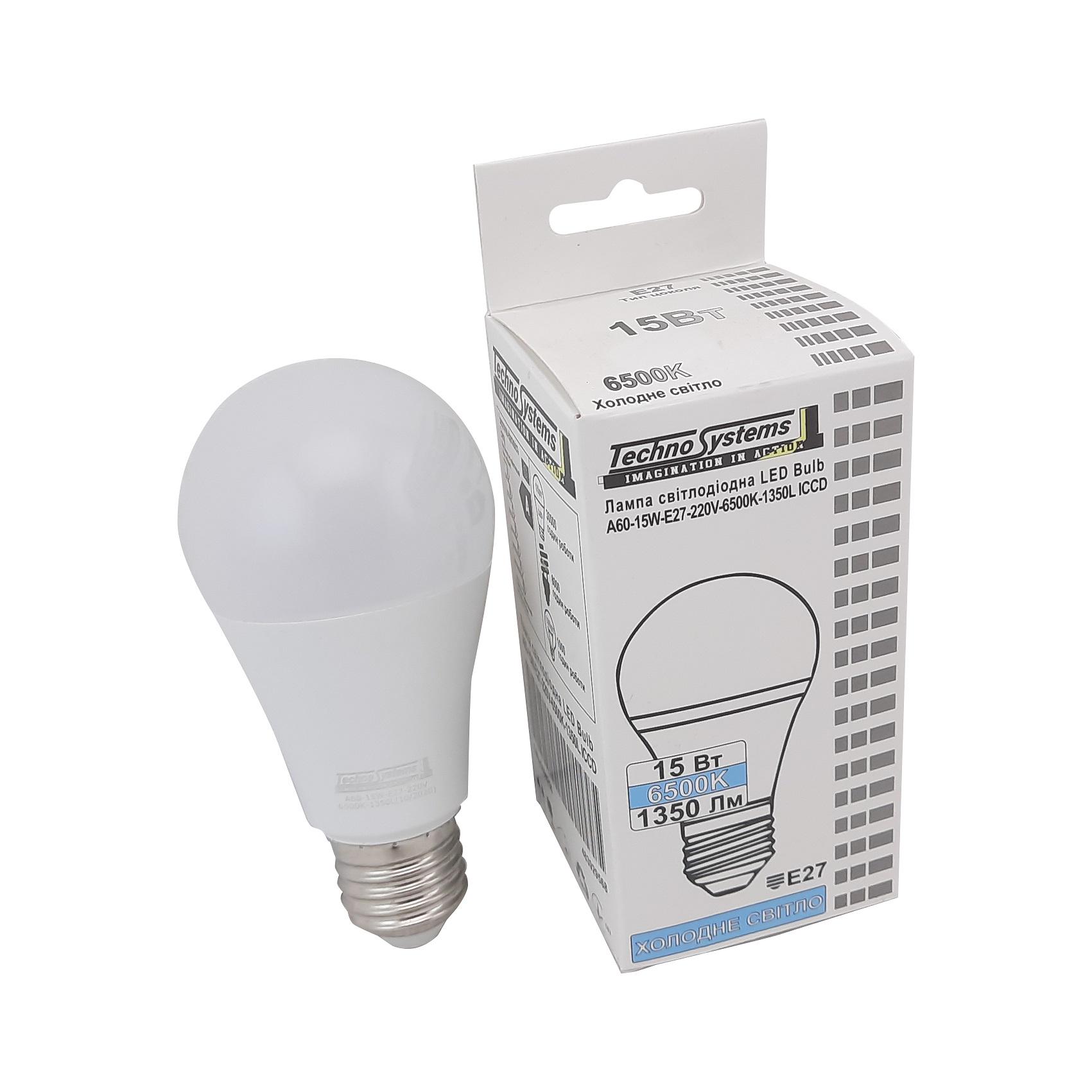 Лампа світлодіодна TechnoSystems Bulb A60 15Вт E27 6500K 1350Лм ICCD (256) - фото 6