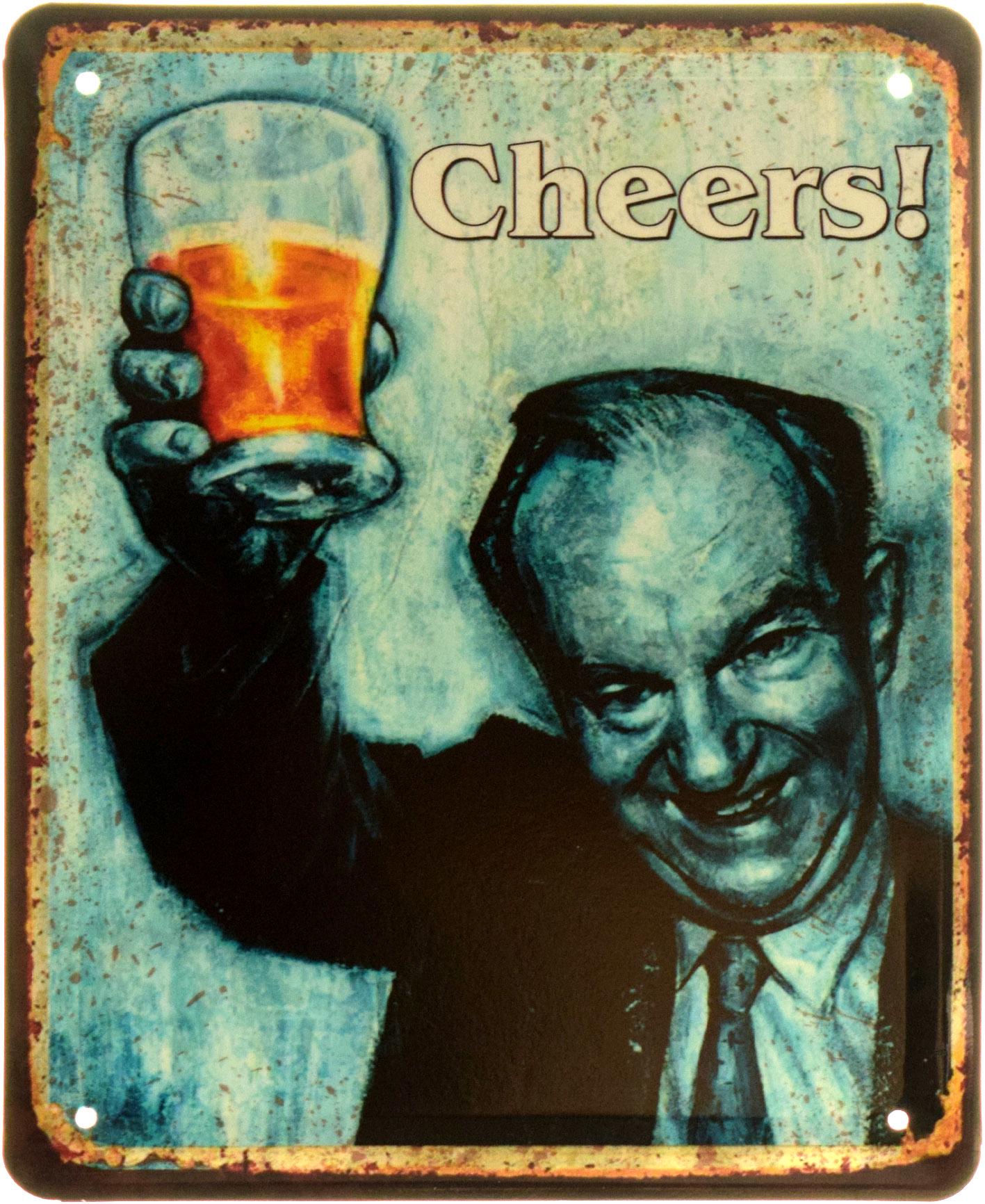 Табличка металлическая "Cheers" 18x22 см (ms-103933)