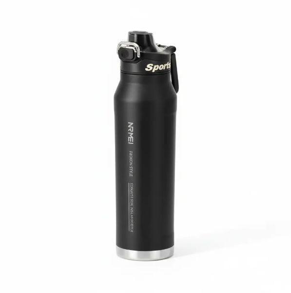 Бутылка-термос спортивная с двойной стенкой и вакуумной изоляцией из нержавеющей стали 1500 мл Черный (2831895075)