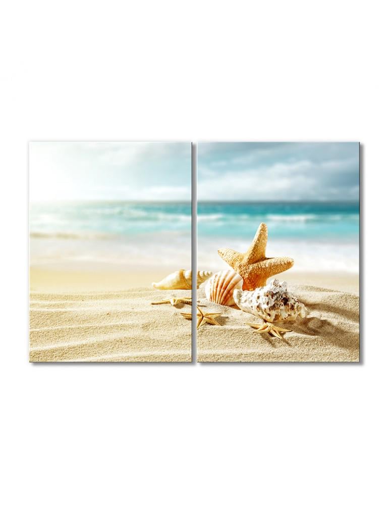Картина модульная Песок ракушки звездочки 2 модуля 120x180 см