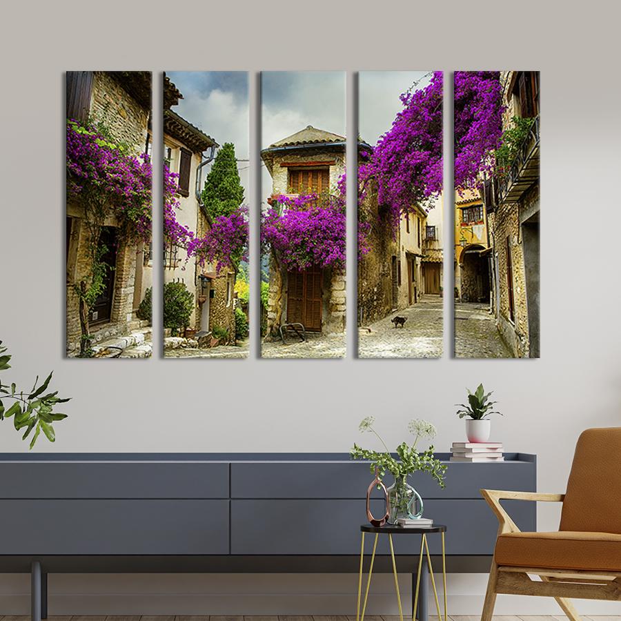 Модульная картина из 5 частей Уютная архитектура Прованса во Франции 132x80 см (330-51)