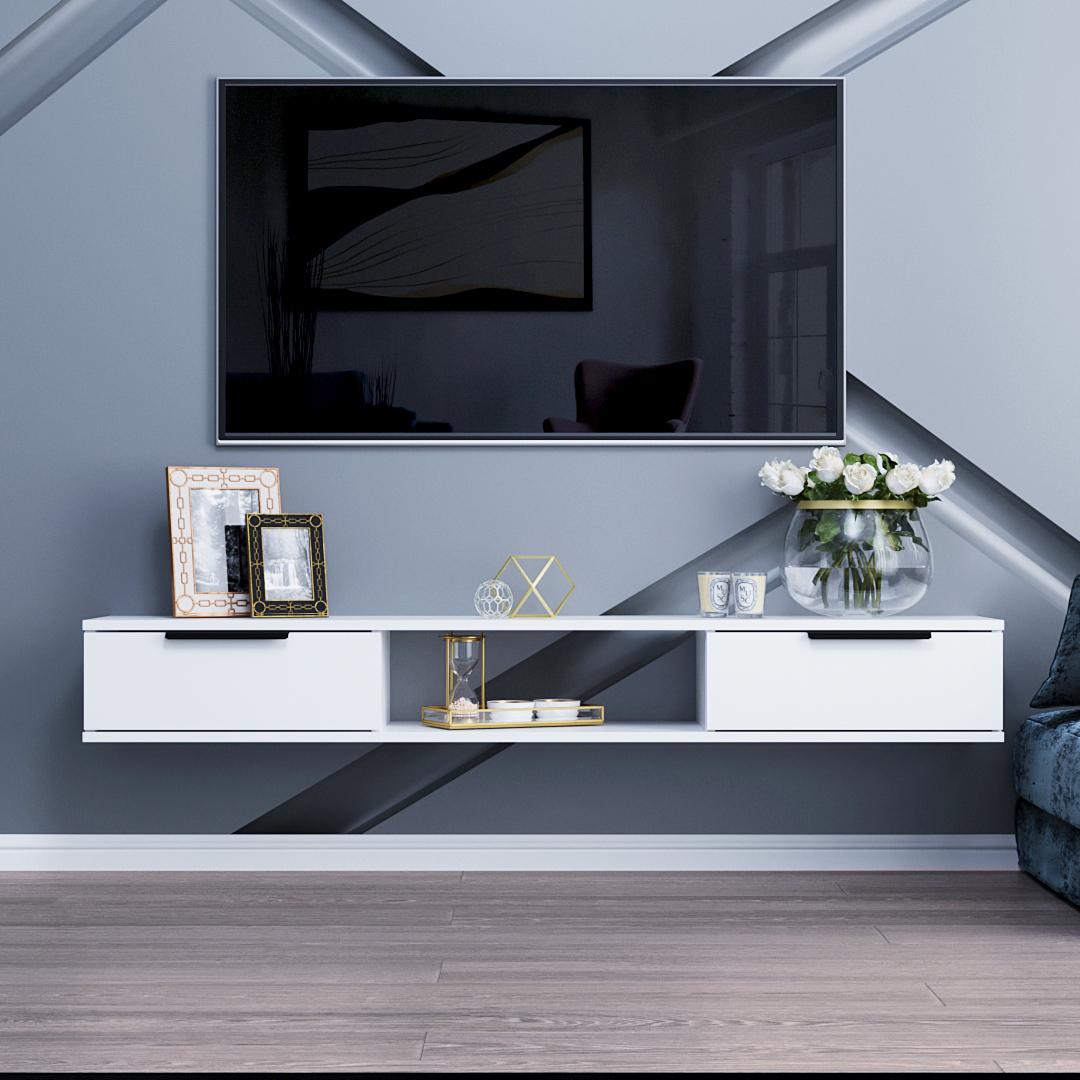 Тумба ТВ DiPortes Токіо навісна Т-104 150/20/30 см Білий матовий (01395)