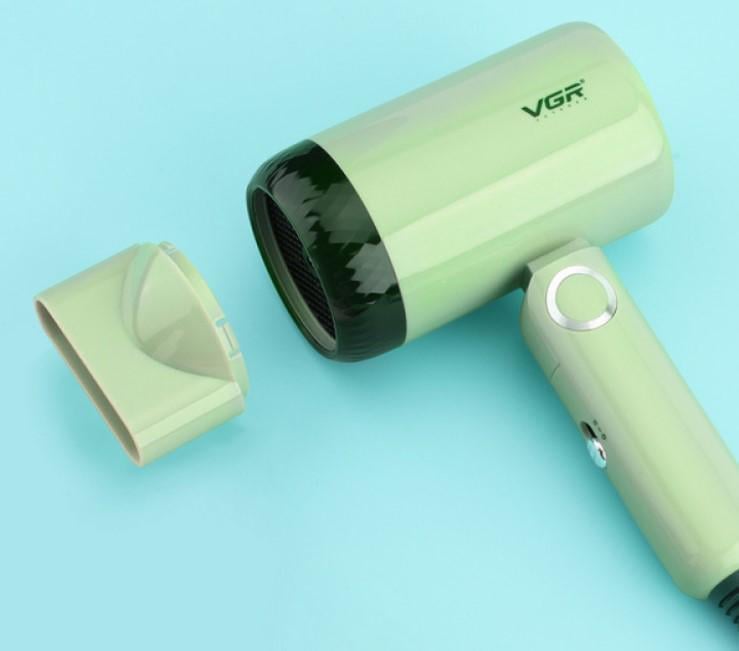 Фен складаний VGR V-421 портативний з концентраторною насадкою 1200 Вт Зелений (2390000048) - фото 3 Фен складаний VGR V-421 портативний з концентраторною насадкою 1200 Вт Зелений (2390000048) - фото 3