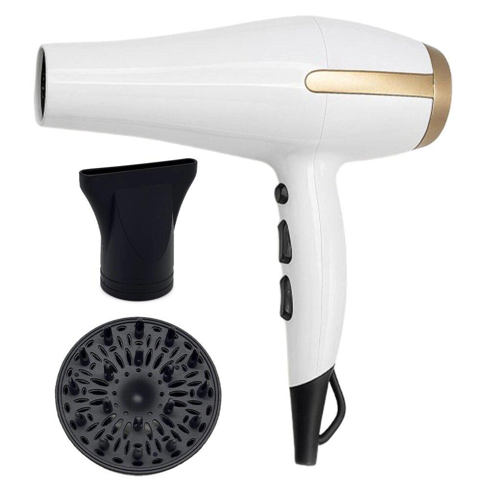 Фен для волос Crownberg CB-2305 3000 Вт 2 насадки диффузором и концентратором Белый (ML-04212)