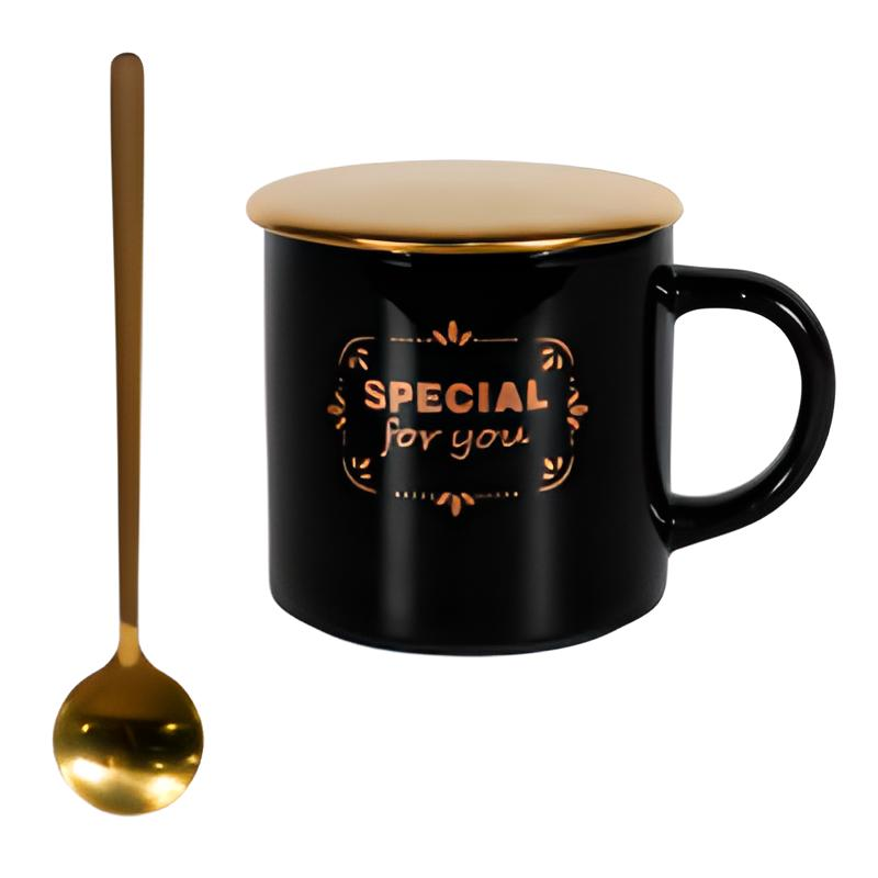 Чашка Westhill FOR YOU с крышкой и ложкой 360 мл Черный (MCO21-151)