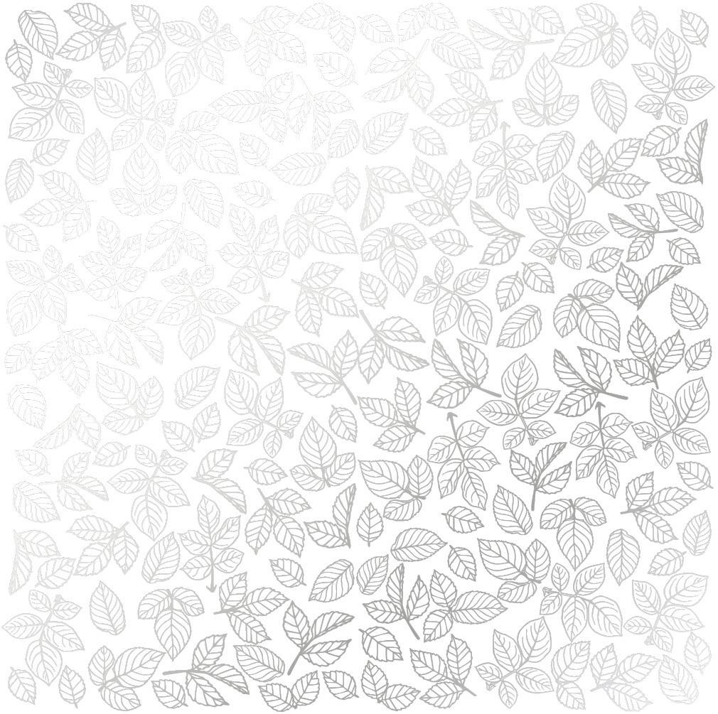 Лист бумаги односторонний Silver Rose leaves с серебряным тиснением 30,5х30,5 см White