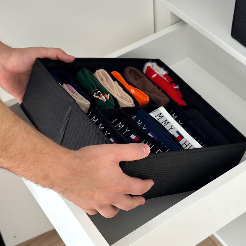 Органайзер для белья и аксессуаров двойной Черный (Bl-K001) - фото 2 Органайзер для белья и аксессуаров двойной Черный (Bl-K001) - фото 2