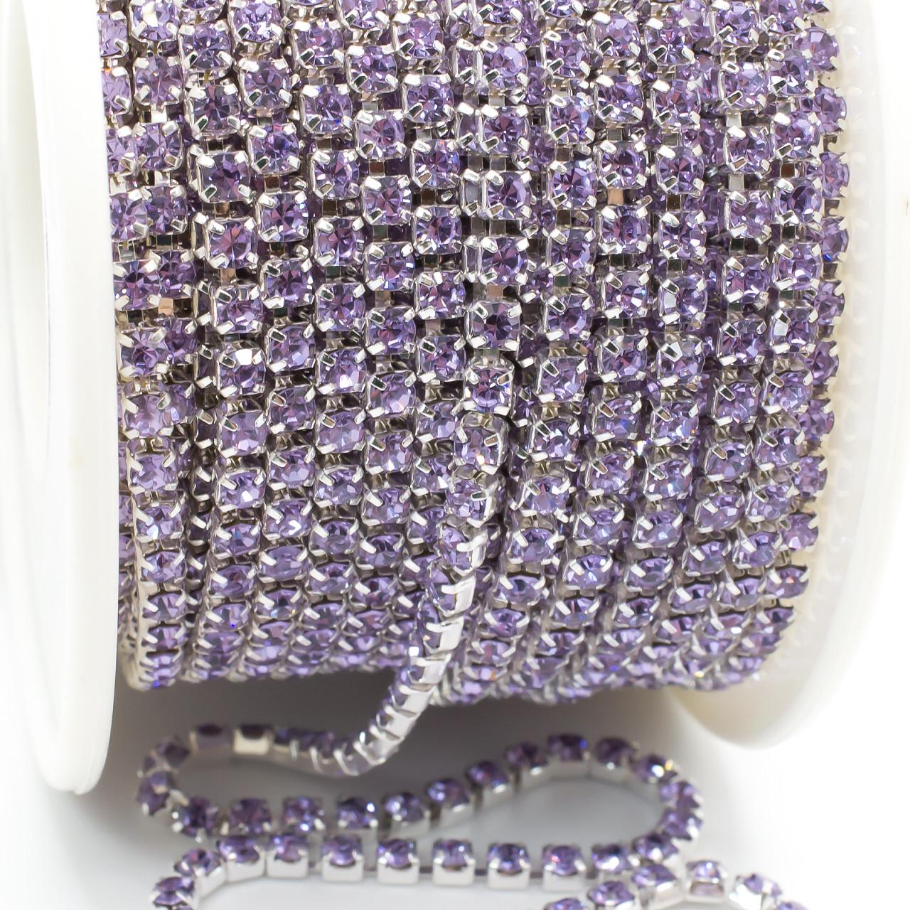 Цепь стразовая SS8 2,5 мм 1 м Violet silver (ЦС0802с15)