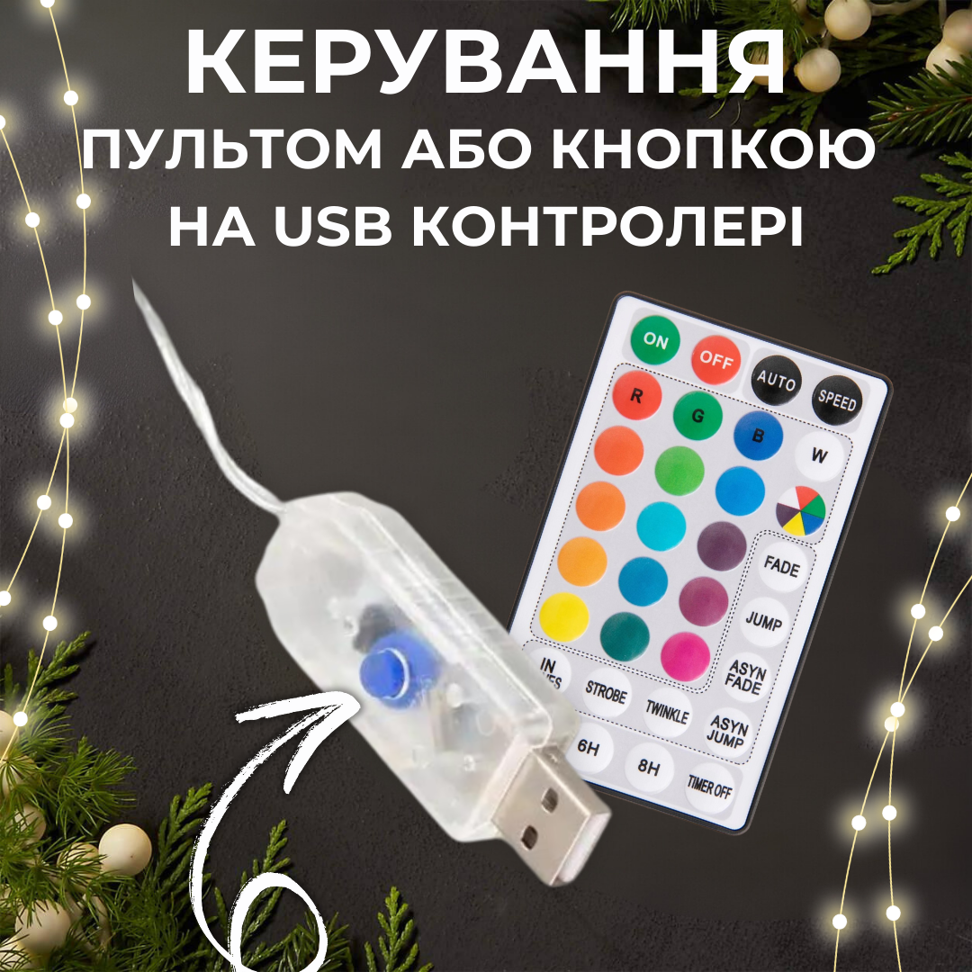 Гірлянда штора Niki Light Роса RGB Різнокольоровий (2121447475) - фото 2