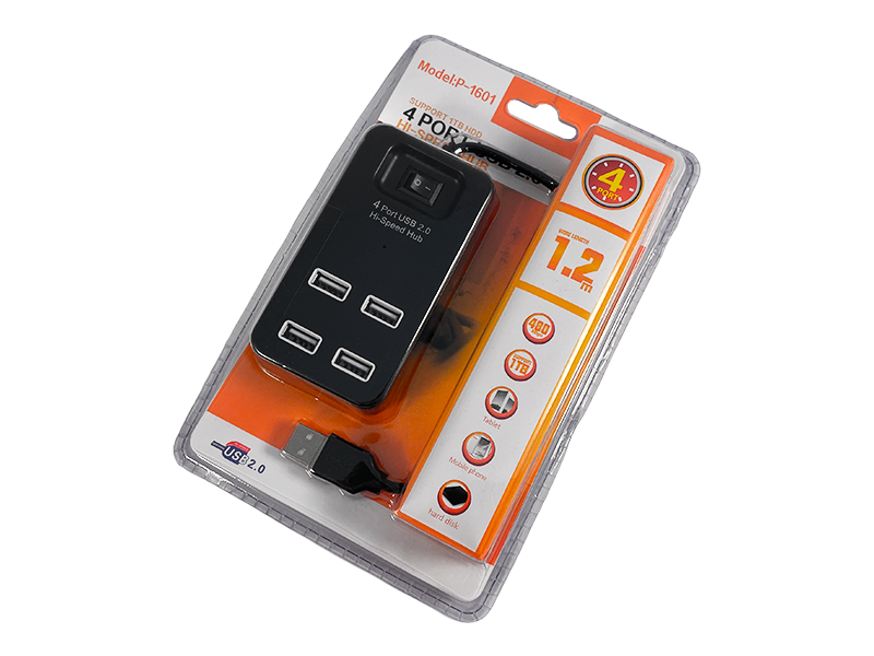 USB-хаб на 4 порта USB 2.0 с выключателем (P-1601)