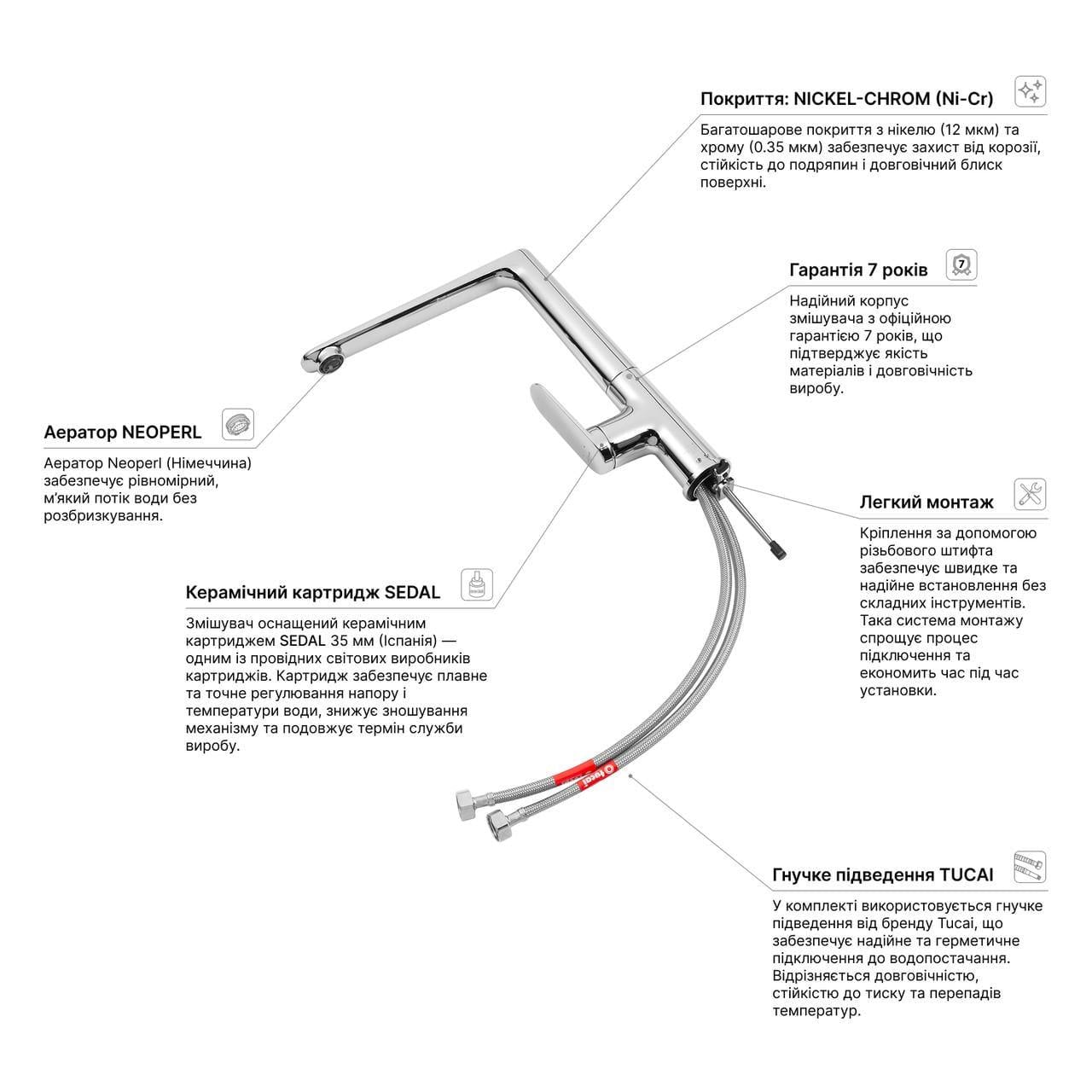 Смеситель для кухни Kroner Element 211512A-0101 - фото 9